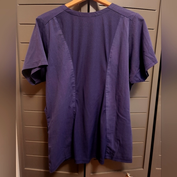 Navy Wonderwink Aero v-neck scrub top, women's L - Picture 2 of 4